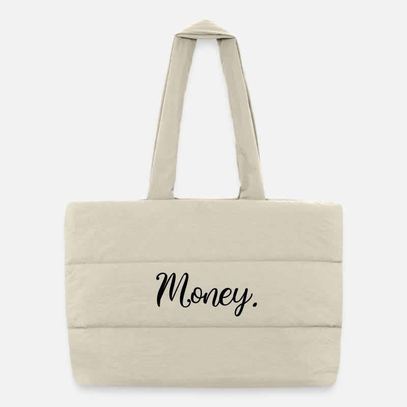 Money. Women's Men's Statement - Puffer Shopping Bag - natural