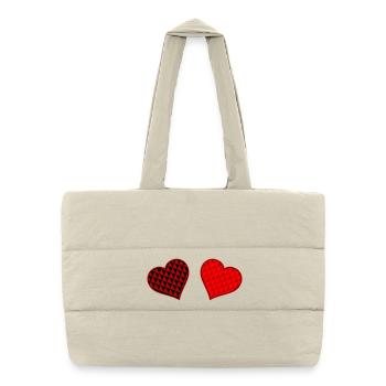 Geometric Heart Duo Red Black - Puffer Shopping Bag - natural - Front