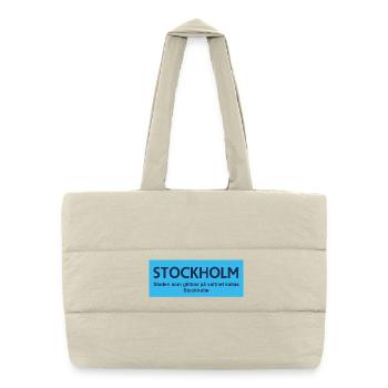 Stockholm Glitzerndes Stadtdesign - Puffer-Einkaufstasche - Naturweiß - Vorne