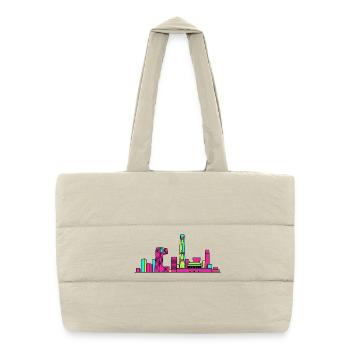Beijing City Skyline CCTV-Turm Modern Line Art - Puffer-Einkaufstasche - Naturweiß - Vorne