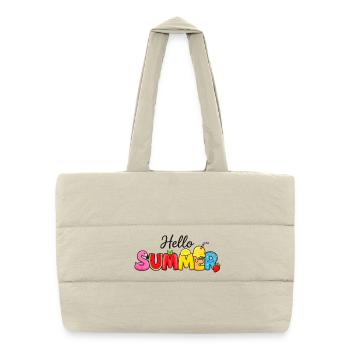 Hello Summer Obstbuchstaben - Puffer-Einkaufstasche - Naturweiß - Vorne