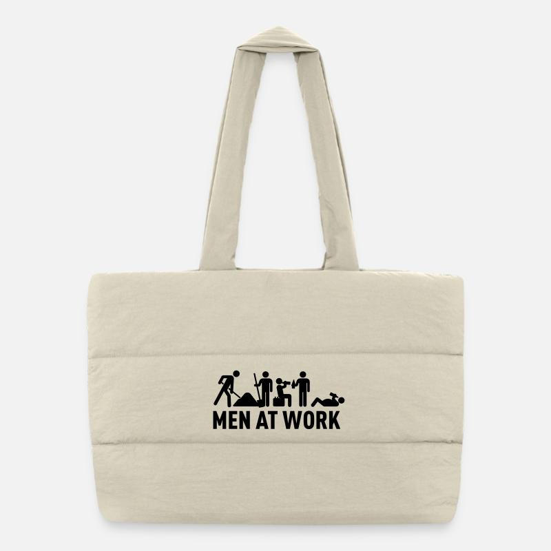 men at work - männer bei der arbeit - bauarbeiter Puffer-Einkaufstasche