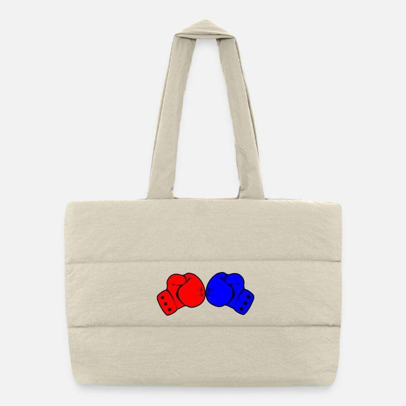 Zwei Boxhandschuhe rot und blau Puffer-Einkaufstasche