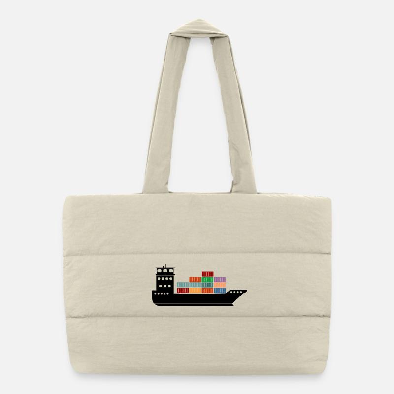 Seecontainerschiff oder Boot mit Containern Puffer-Einkaufstasche