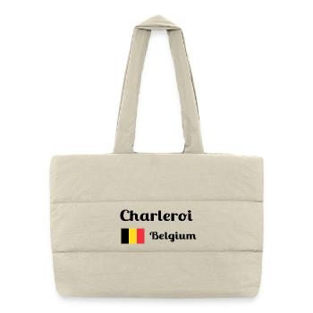 Charleroi Belgique - Imprimés élégants - Sac shopping matelassé - blanc naturel - Devant