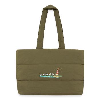 Leuchtturm und Schafe I Nordsee Ostsee Küste - Puffer-Einkaufstasche - safari Green - Vorne