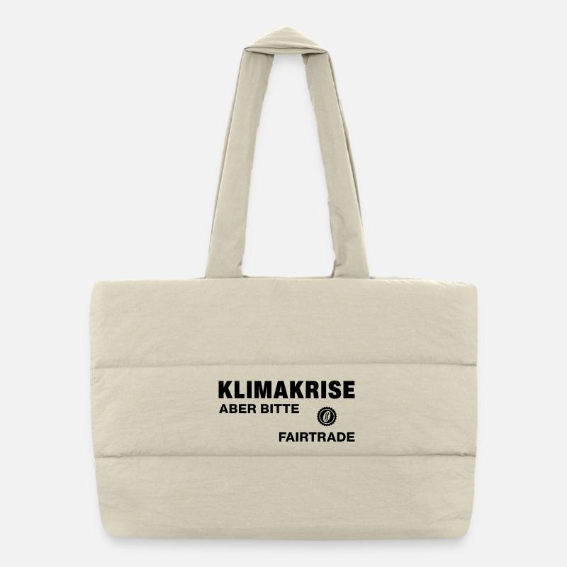 Klimakrise – aber bitte Fairtrade - Puffer-Einkaufstasche - Naturweiß