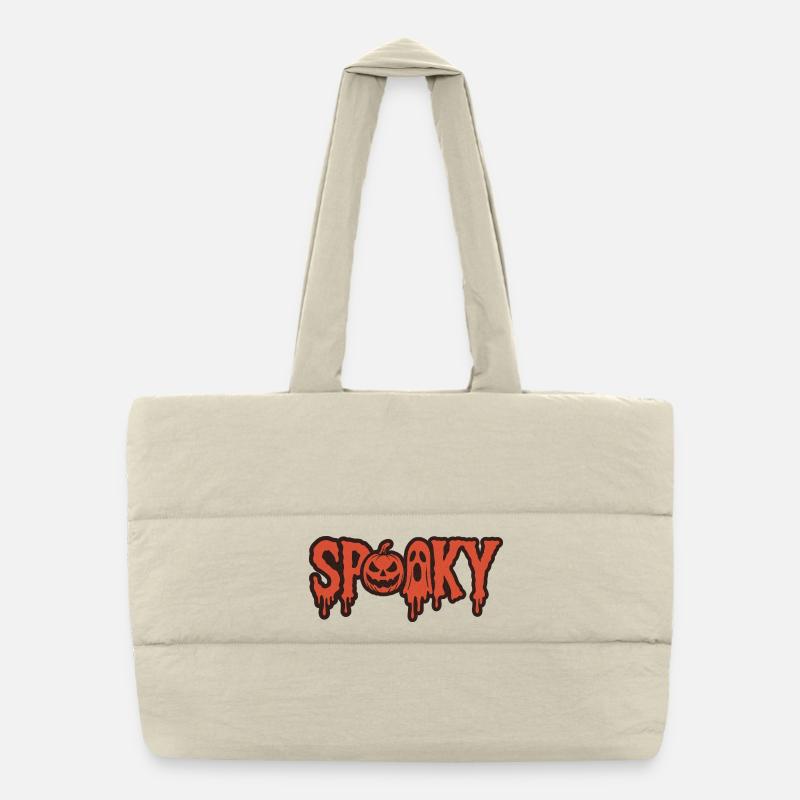 Spooky Halloween Pumpkin & Ghost Puffer Shopping Bag