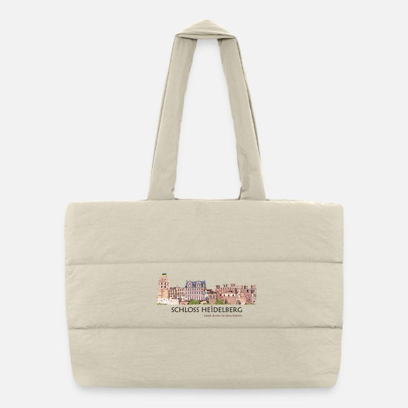 Heidelberg Castle Hand Drawing Puffer Shopping Bag