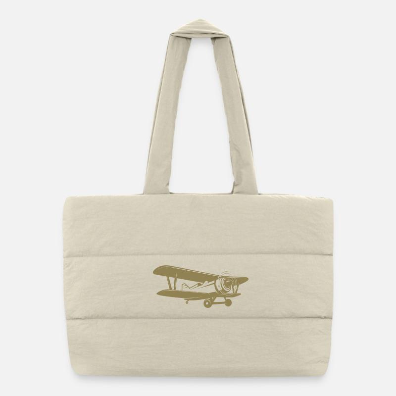 Doppeldecker Pilot Retro Minimalistisch Puffer-Einkaufstasche