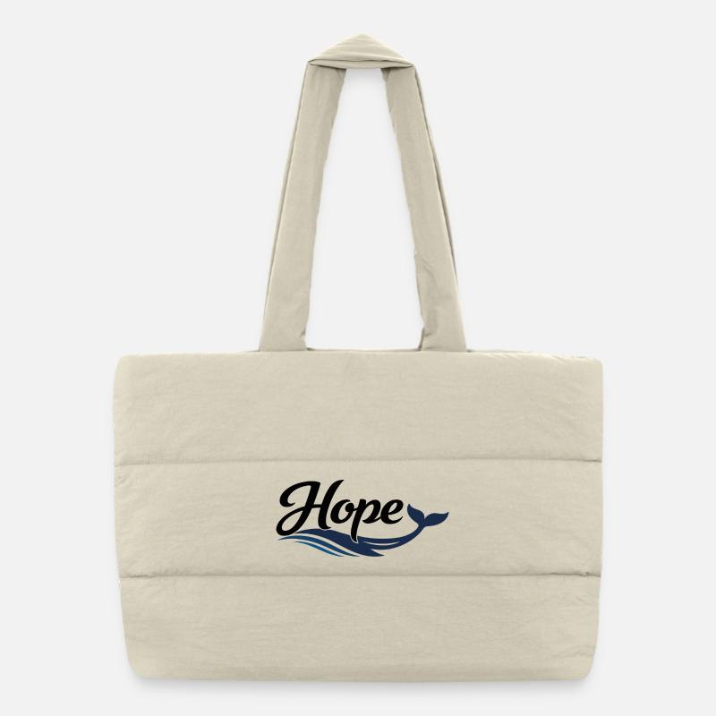Hope Whale Ocean Wave Logo Puffer Shopping Bag