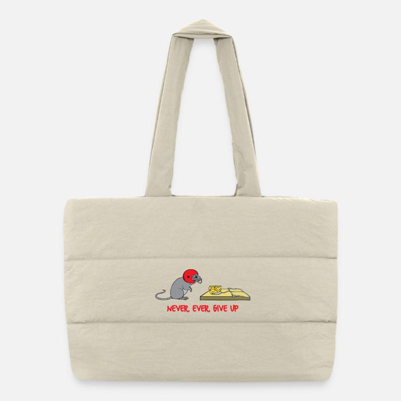 Never ever give up Puffer Shopping Bag
