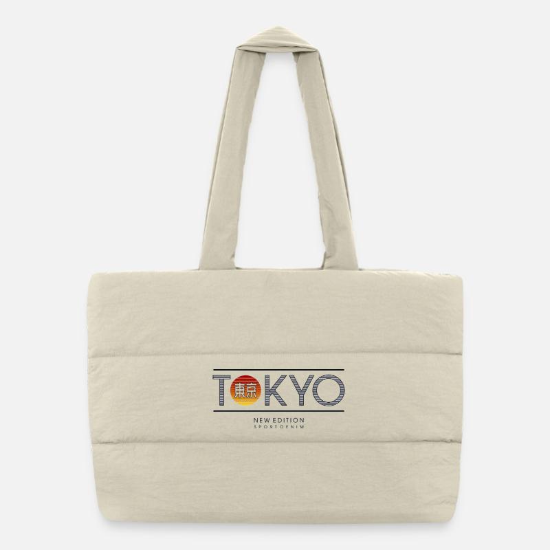 Tokio Neon Sonne Motiv Puffer-Einkaufstasche