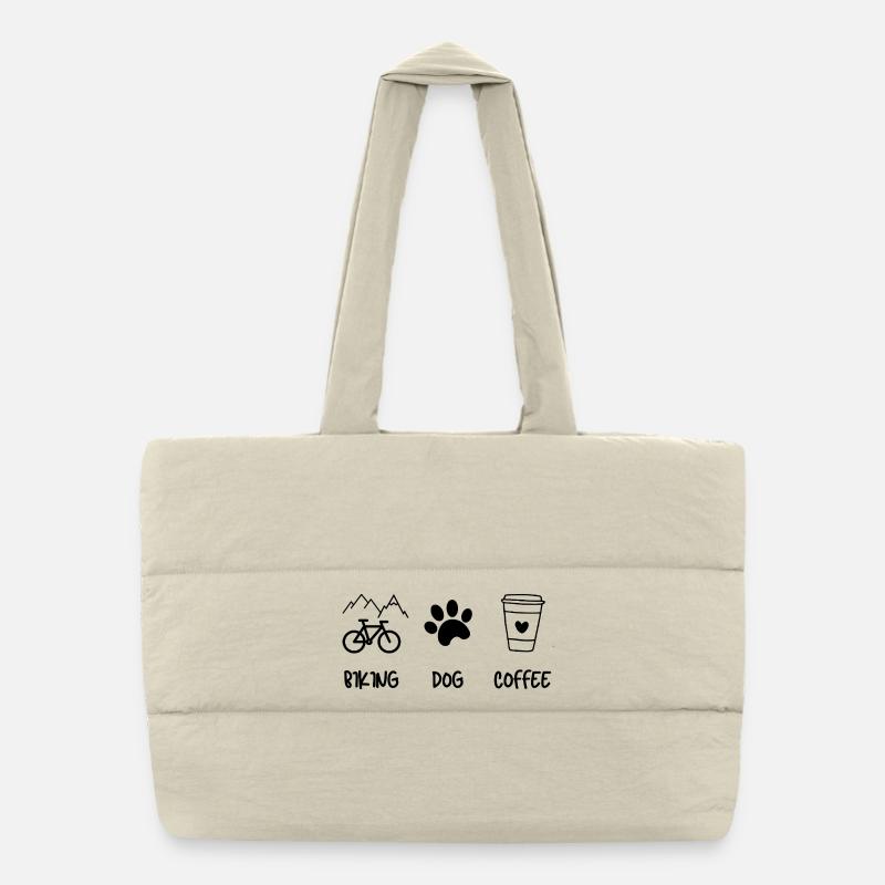 Cyclist Dog Kaffee Puffer-Einkaufstasche