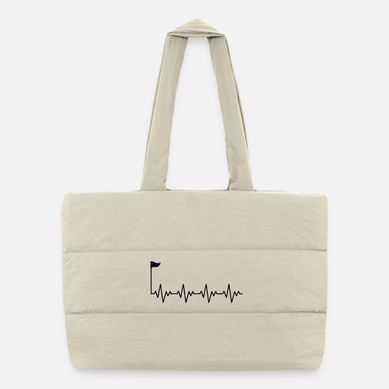 Golf Golfer Golf Hole with Flag ECG Heartbeat Puffer Shopping Bag