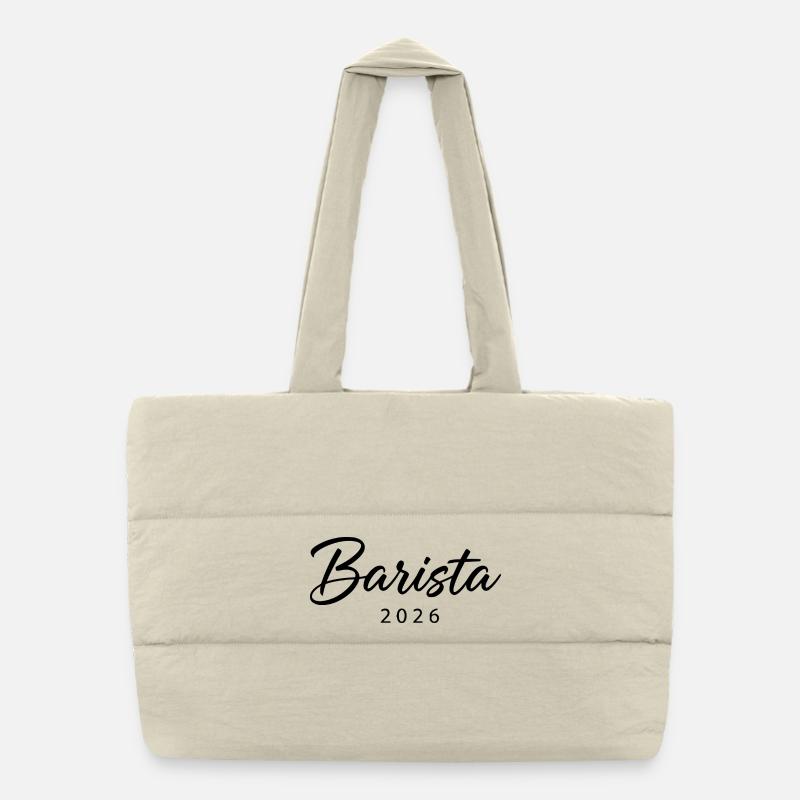 Lettrage élégant « Barista 2026 » Sac shopping matelassé