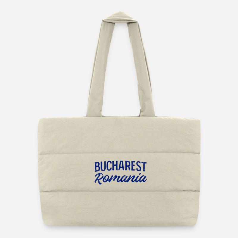 Bucharest Romania Handlettering Puffer-Einkaufstasche