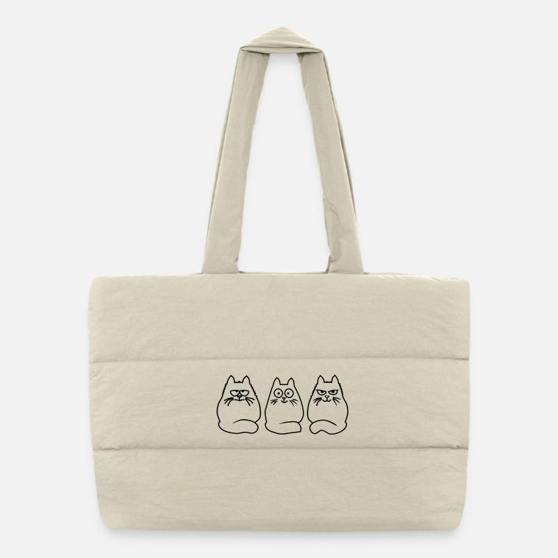 3 chats Sac shopping matelassé