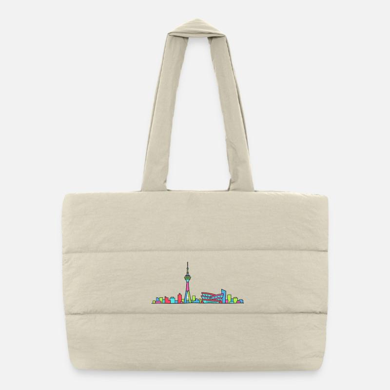 Stuttgart City Skyline TV Tower Modern Line Art Puffer Shopping Bag