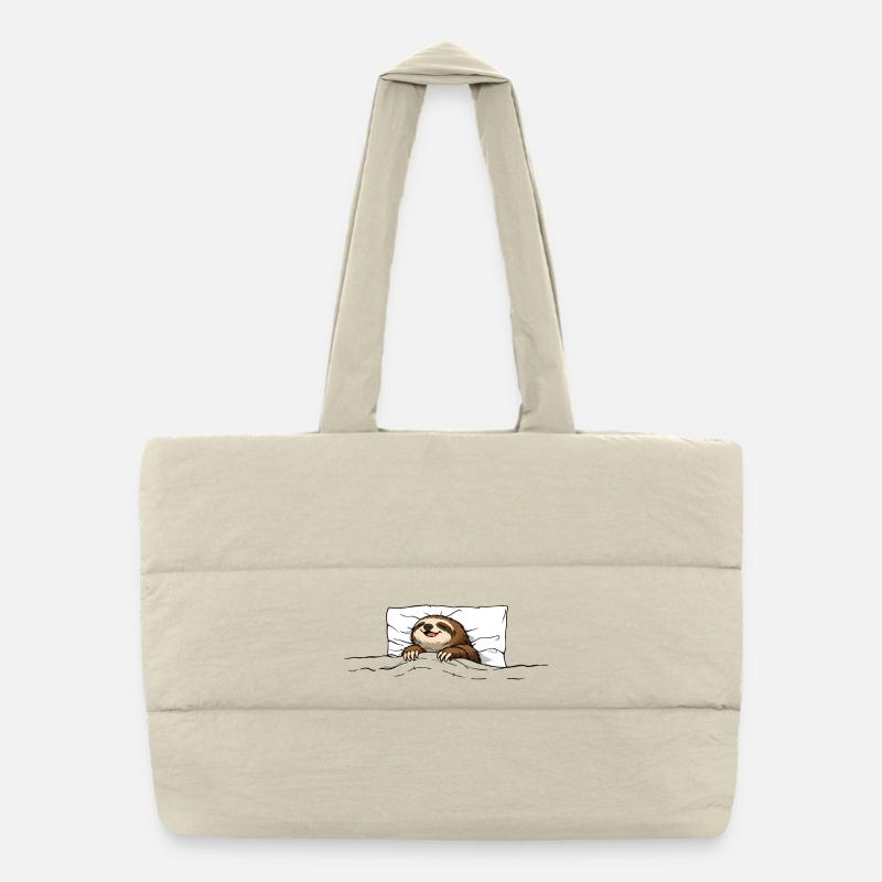 Sleeping Sloth – Cozy Chill Motif Puffer Shopping Bag