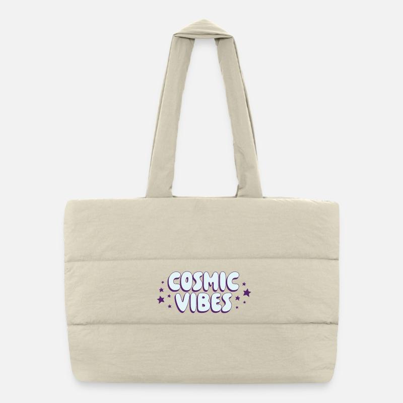 Cosmic Vibes Schriftzug Puffer-Einkaufstasche