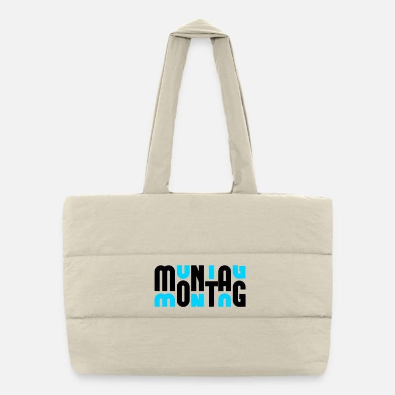 Montag Black/Cyan Puffer-Einkaufstasche