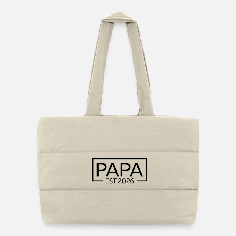 Papa Est. 2026 Father since 2026 Expectant Dad 2026 Puffer Shopping Bag