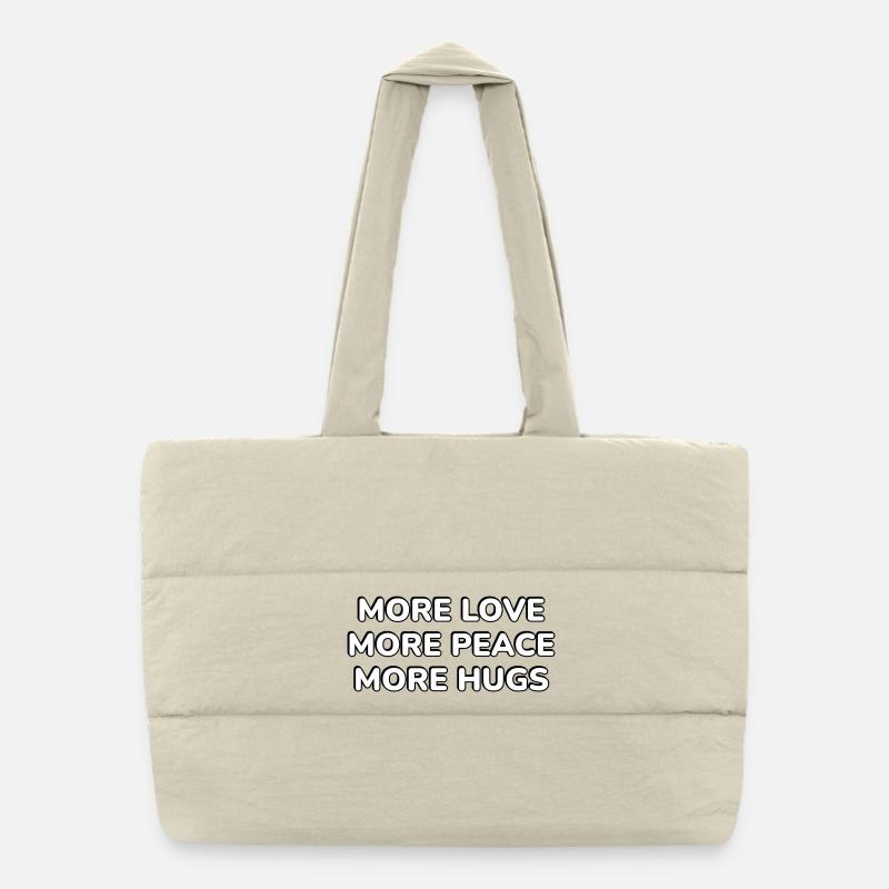 Plus d’amour paix câlins Typographie Sac shopping matelassé
