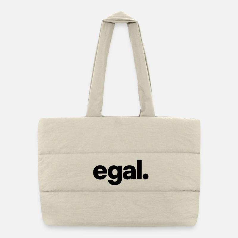 egal. Minimal Deutsches Meme T-Shirt Puffer-Einkaufstasche