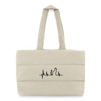 Cat kitten kitty black gift - Puffer Shopping Bag - natural - Front