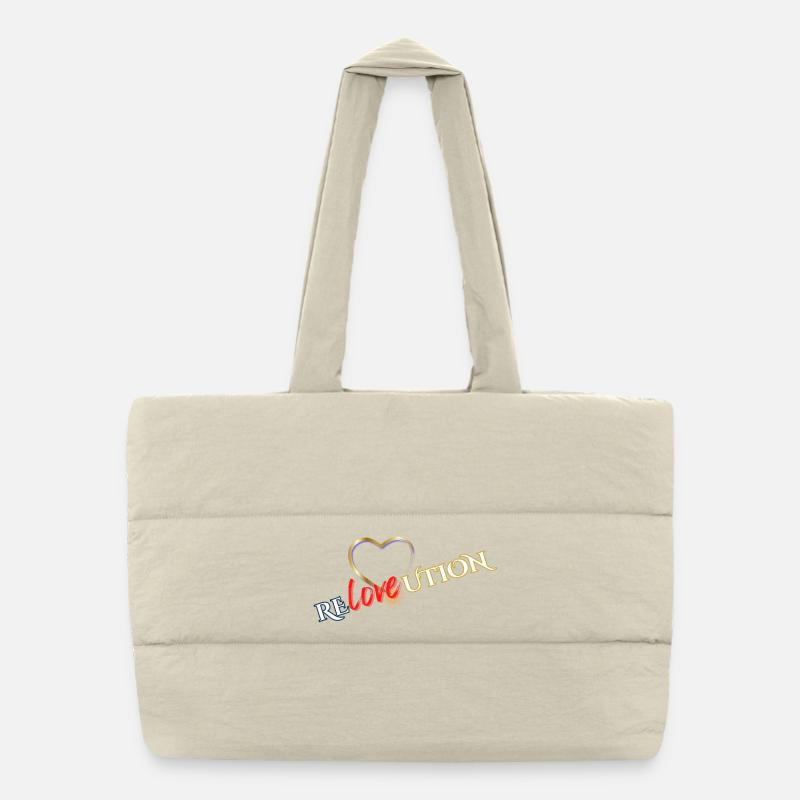 Liebevolution Coeur Rose Typo - Sac shopping matelassé - blanc naturel