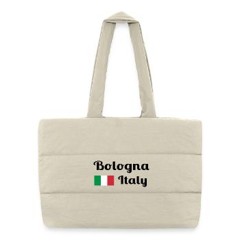 Bologne, Italie - Imprimés élégants - Sac shopping matelassé - blanc naturel - Devant