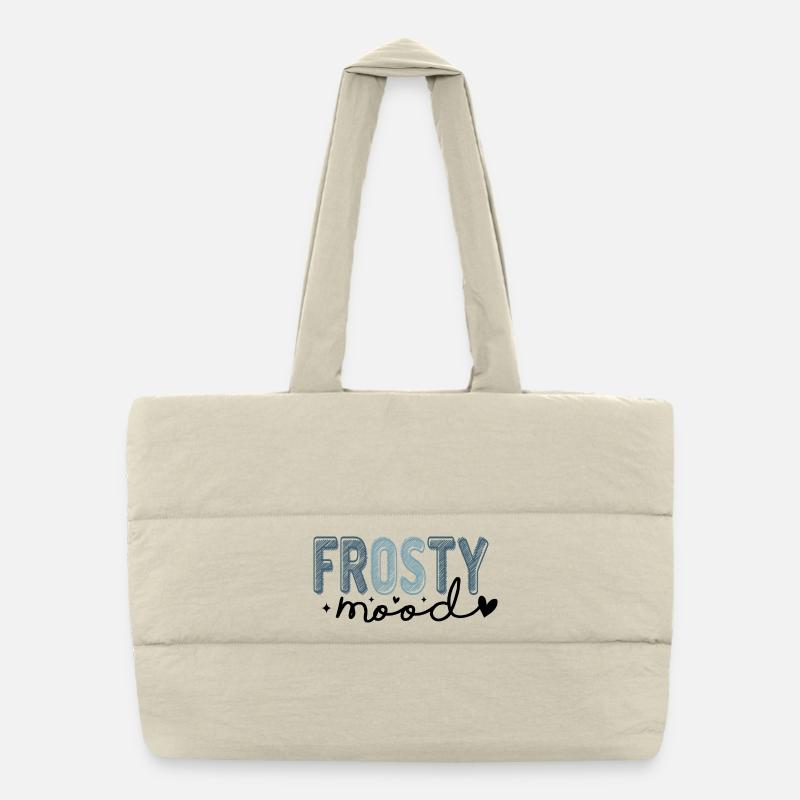 Frosty Text in Icy Style Puffer Shopping Bag
