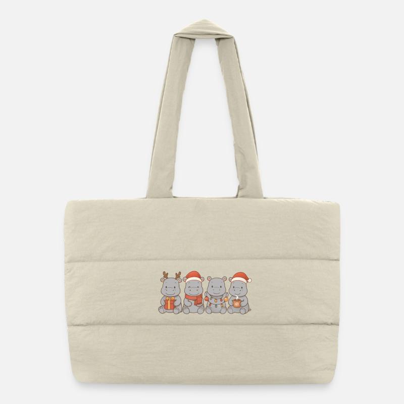 Hippopotames pour enfants, garçons et filles, Noël Sac shopping matelassé