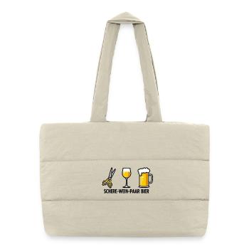 Schere Wein Paar Bier Lustiges Party Wortspiel - Puffer-Einkaufstasche - Naturweiß - Vorne