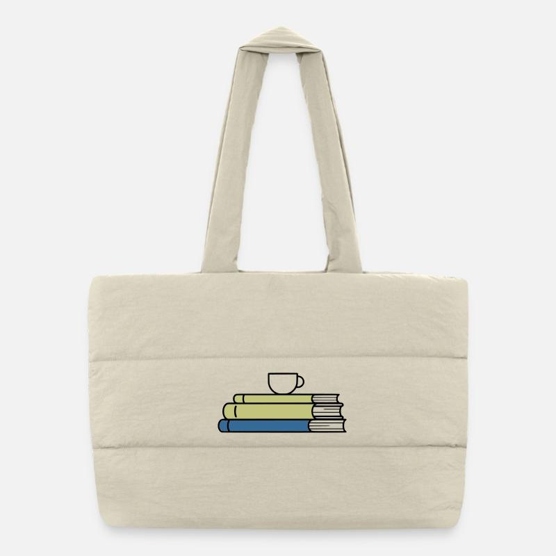 Pile de livres Tasse de café Colorée Sac shopping matelassé