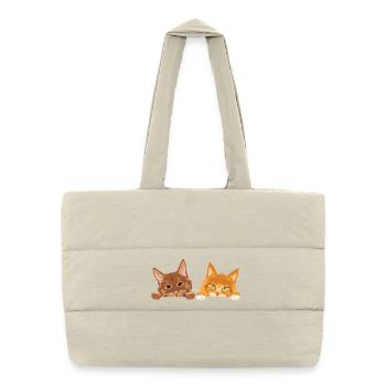 Peeking_cute_two_ginger_cats - Puffer-Einkaufstasche - Naturweiß - Vorne