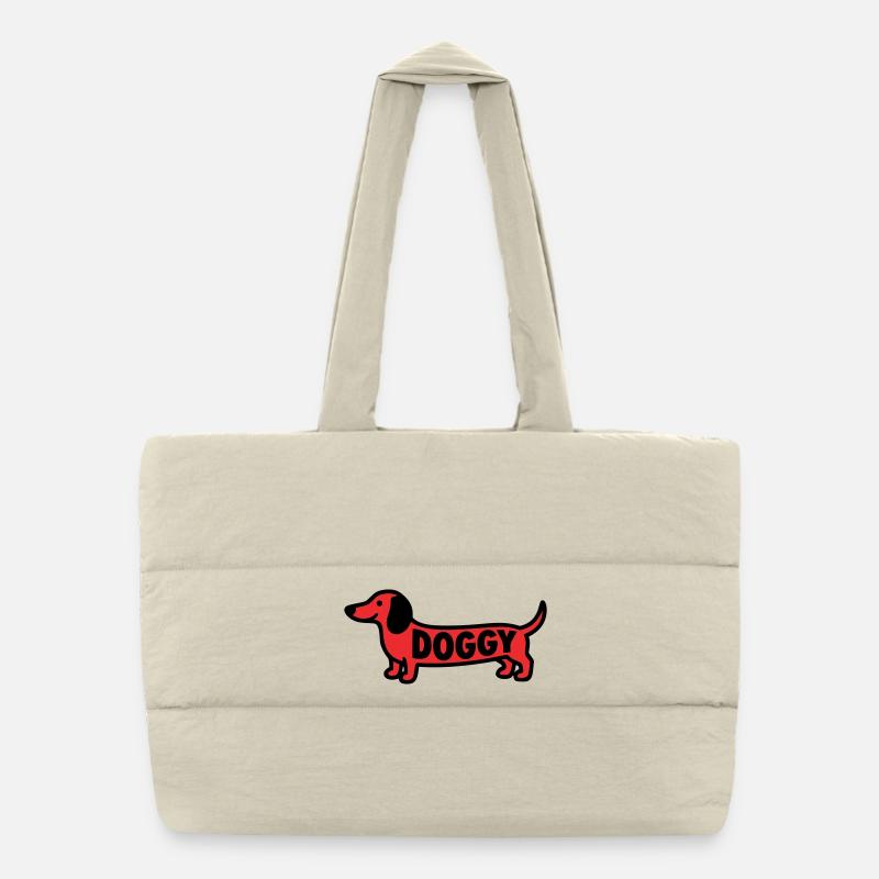 Teckel Chien Chien Dit Rouge Sac shopping matelassé