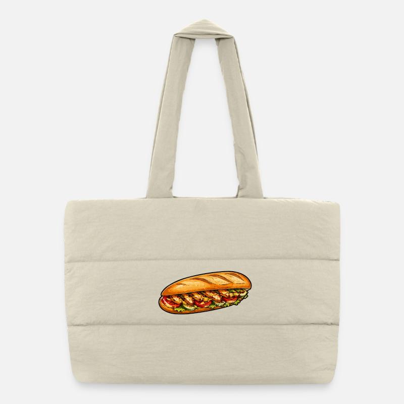 Frisch belegtes Baguette-Sandwich Puffer-Einkaufstasche
