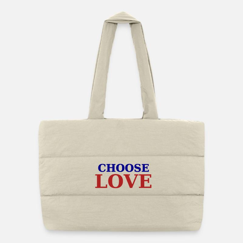CHOOSE_LOVE - Puffer-Einkaufstasche - Naturweiß