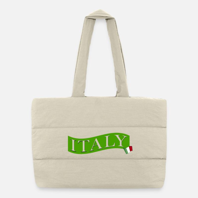 ITALY green with flag Puffer Shopping Bag