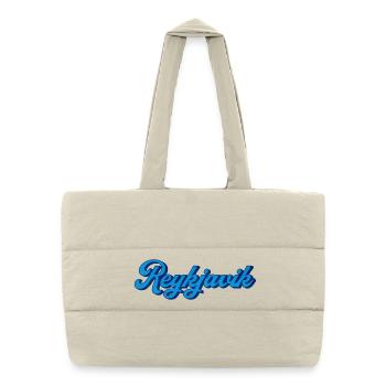 Reykjavik Blue Script Logo - Puffer Shopping Bag - natural - Front