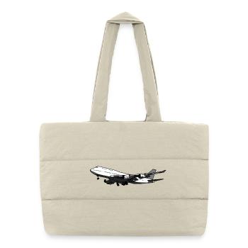 Airplane silhouette with dynamic design - Puffer Shopping Bag - natural - Front