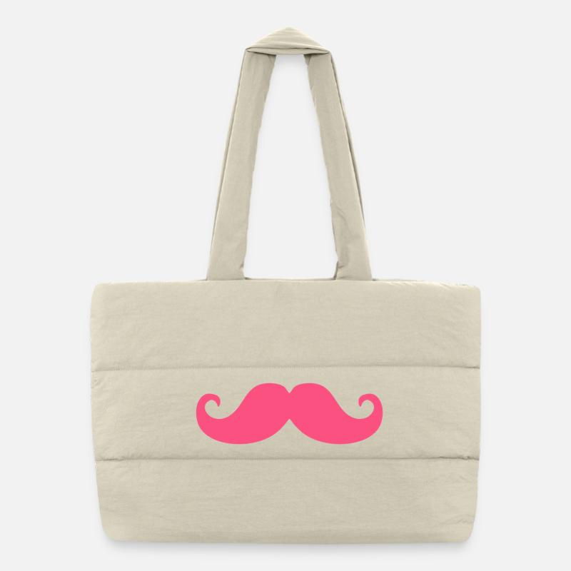 Pink Mustache Hipster Humor Trendy Design Puffer Shopping Bag