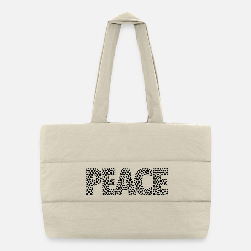PEACE mit Punkten - Puffer-Einkaufstasche - Naturweiß