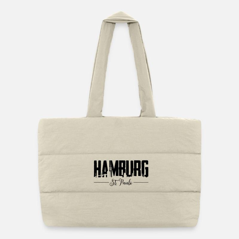 Hamburg St. Pauli, Reeperbahn, Kiez - Puffer-Einkaufstasche - Naturweiß