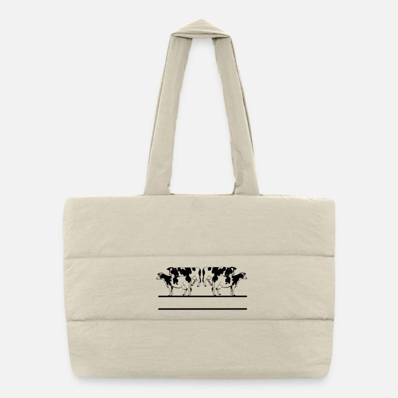 Black and white cows four pieces Puffer Shopping Bag