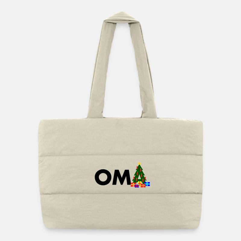 Oma Weihnachtsbaum - Puffer-Einkaufstasche - Naturweiß