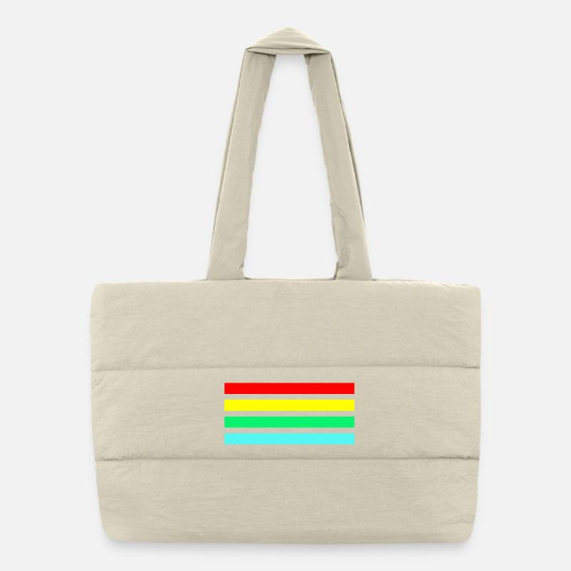 Retro neon arc stripe composition Puffer Shopping Bag