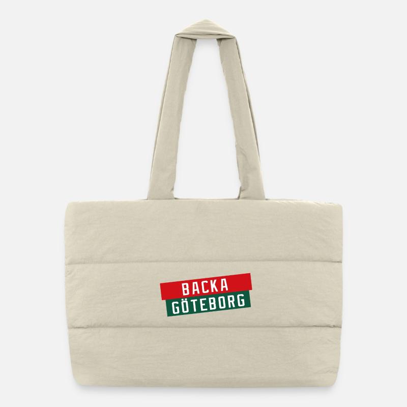 Backa Göteborg Diagonaltext Puffer-Einkaufstasche